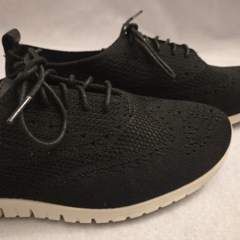 Cole Haan Zerogrand W06723 Women’s 10 B Black Knit‎ Lace Up Oxford Sneakers...